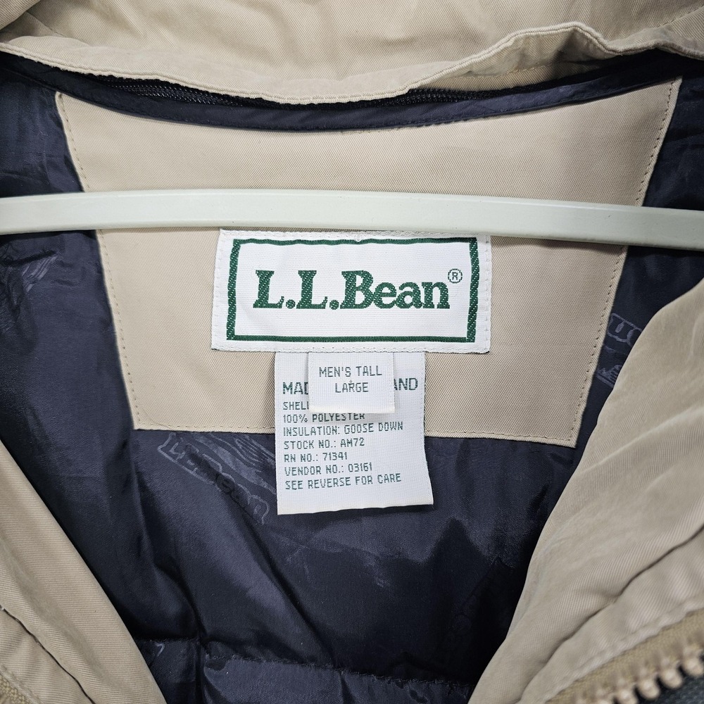LL Bean 3-in-1 Jacket Chore Coat Mens LT Beige Goose Down Liner Full Zip - Picture 4 of 16